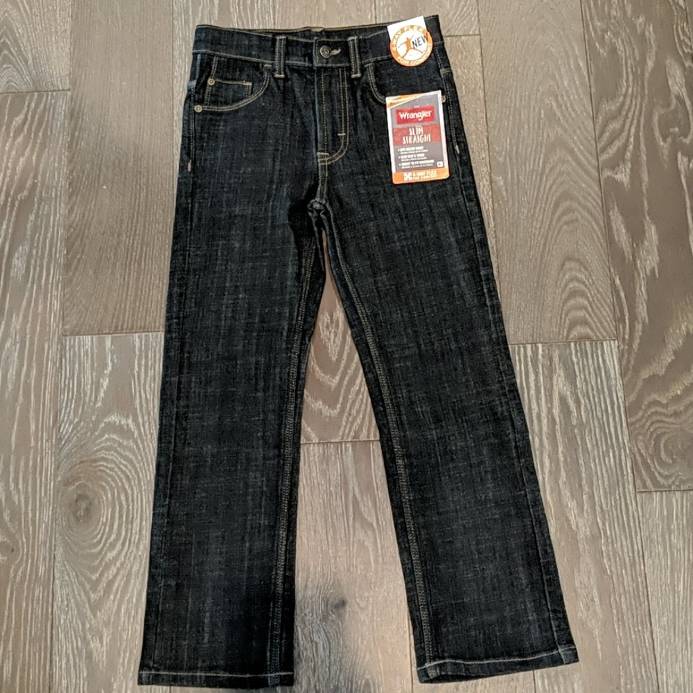 Boys Wrangler dark denim slim straight jeans